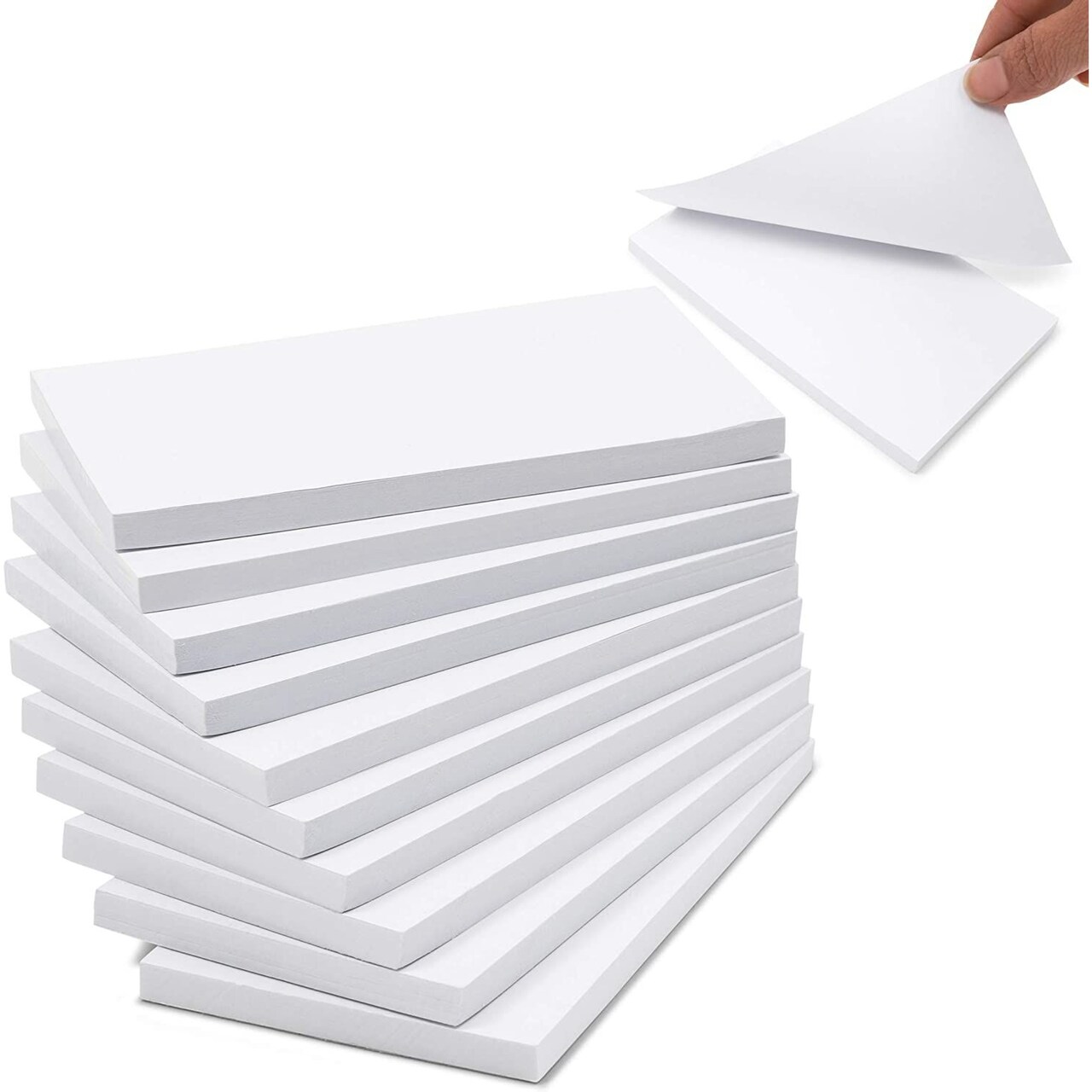 Plain Notepads, Blank Note Pads with 50 Sheets (3 x 5 Inches, 10 Pack)